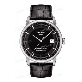 Ремешок для часов Tissot 22/20 мм, черный, имитация крокодила, стальная клипса, LUXURY (T086.408)