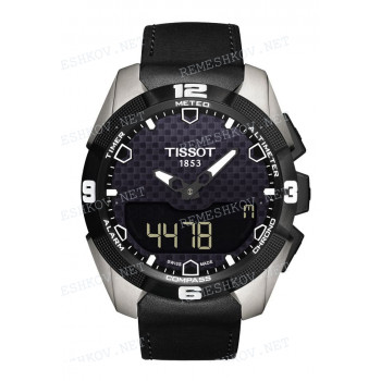 Ремешок для часов Tissot 22/20 мм, черный, теленок, интегрированный, без замка, T-TOUCH SOLAR (T091.420)