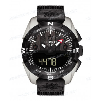 Ремешок для часов Tissot 22/22 мм, черный, XL, теленок, интегрированный, титановая пряжка, T-TOUCH SOLAR (T091.420)