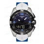 Ремешок для часов Tissot, белый/синий, текстиль, интегрированный, стальная пряжка, T-TOUCH SOLAR (T091.420)