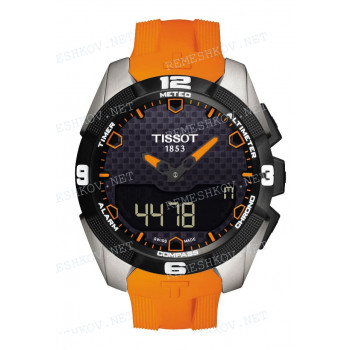 Ремешок для часов Tissot 22/20 мм, оранжевый, резиновый, интегрированный, без замка, T-TOUCH SOLAR (T091.420)
