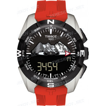 Ремешок для часов Tissot, красный, силикон, интегрированный, титановая клипса, T-TOUCH SOLAR (T091.420)