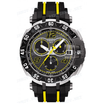 Ремешок для часов Tissot 20/20 мм, черный/желтый, резиновый, интегрированный, без замка, T-RACE (T092.417)