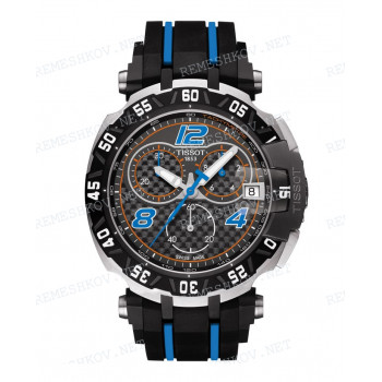 Ремешок для часов Tissot 20/20 мм, черный/синий, резиновый, интегрированный, стальная клипса, T-RACE (T092.417)