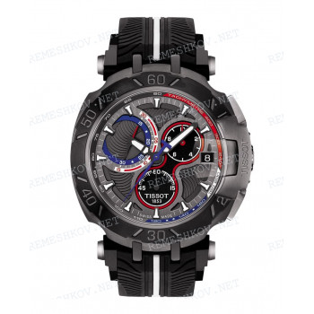 Ремешок для часов Tissot 20/20 мм, черный/белый, силикон, интегрированный, черная клипса, T-RACE (T092.417)