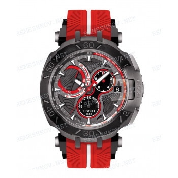 Ремешок для часов Tissot 20/20 мм, красный/белый, силикон, интегрированный, черная клипса, NH17, T-RACE (T092.417)