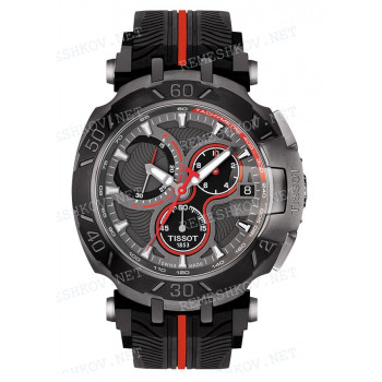 Ремешок для часов Tissot 20/20 мм, черный/красная полоса, резиновый, интегрированный, без замка, T-RACE (T092.417)