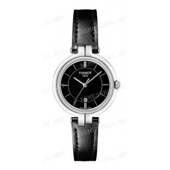 Ремешок для часов Tissot 12/10 мм, черный, теленок, без клипсы, под корпус, FLAMINGO (T094.210)