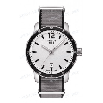 Ремешок для часов Tissot 19/19 мм, серый/черный, текстиль, стальная пряжка, QUICKSTER (T095.410)