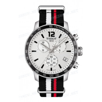 Ремешок для часов Tissot 19/19 мм, черный/красный/белый, синтетика, стальная пряжка, QUICKSTER (T095.417)