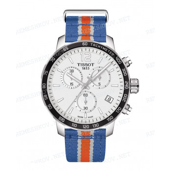 Ремешок для часов Tissot 19/19 мм, синий/серый/оранжевый, синтетика, стальная пряжка, QUICKSTER (T095.417)
