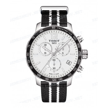 Ремешок для часов Tissot 19/19 мм, черный/серебряный, синтетика, стальная пряжка, QUICKSTER (T095.417)