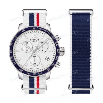 Ремешок для часов Tissot 19/19 мм, белый/синий/красный, синтетика, стальная пряжка, QUICKSTER (T095.417)