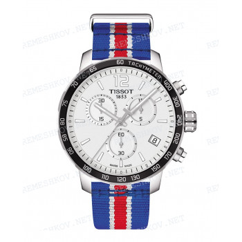 Ремешок для часов Tissot 19/19 мм, синий/белый/красный, синтетика, стальная пряжка, NATO, QUICKSTER (T095.417)