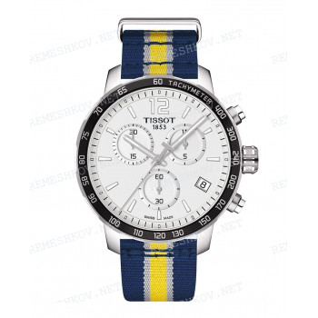 Ремешок для часов Tissot 19/19 мм, синий/желтый/серый, синтетика, стальная пряжка, NATO, QUICKSTER (T095.417)