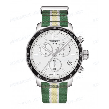 Ремешок для часов Tissot 19/19 мм, зеленый/белый/кремовый, синтетика, стальная пряжка, QUICKSTER (T095.417)