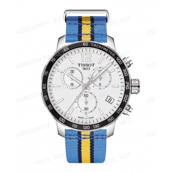 Ремешок для часов Tissot 19/19 мм, синий/морская волна/желтый, синтетика, стальная пряжка, NATO, QUICKSTER (T095.417)