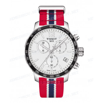 Ремешок для часов Tissot 19/19 мм, красный/белый/морская волна, синтетика, стальная пряжка, NATO, QUICKSTER (T095.417)
