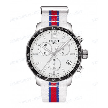 Ремешок для часов Tissot 19/19 мм, белый/синий/красный, синтетика, стальная пряжка, NATO, QUICKSTER (T095.417)
