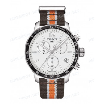 Ремешок для часов Tissot 19/19 мм, черный/серый/оранжевый, синтетика, стальная пряжка, NATO, QUICKSTER (T095.417)
