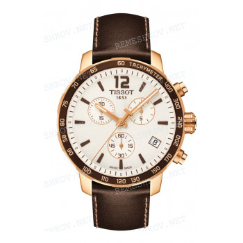 Ремешок для часов Tissot 19/18 мм, коричневый, XL, теленок, розовая пряжка, QUICKSTER (T095.417)