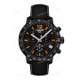 Ремешок для часов Tissot 19/18 мм, черный, теленок, оранжевая прострочка, стальная пряжка, QUICKSTER (T095.417)