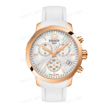 Ремешок для часов Tissot 19/18 мм, белый, силикон, интегрированный, розовая пряжка, QUICKSTER (T095.417)