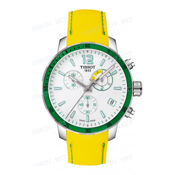 Ремешок для часов Tissot, желтый, силикон, интегрированный, зеленая прострочка, стальная пряжка, QUICKSTER (T095.449)