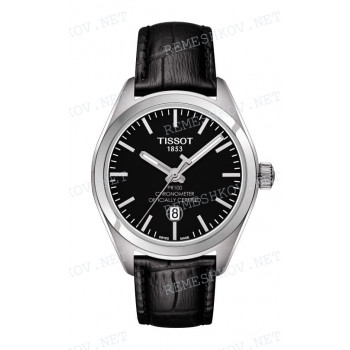 Ремешок для часов Tissot 16/14 мм, черный, имитация крокодила, стальная пряжка, PR 100 CLASSIC (T101.251, T101.210)