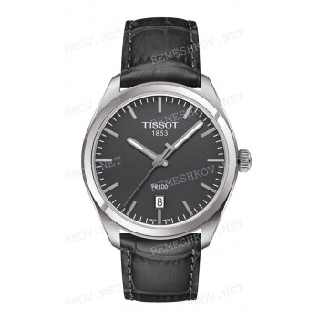 Ремешок для часов Tissot 20/18 мм, темно-серый, имитация крокодила, стальная пряжка, PR100 (T101.410)