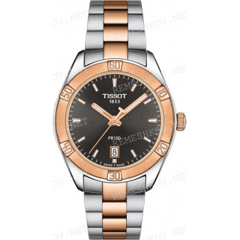 Браслет для часов Tissot, двухцветный, сталь/розовое PVD, PR100 (T101.910)