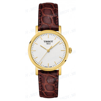 Ремешок для часов Tissot 15/14 мм, коричневый, имитация крокодила, желтая пряжка, EVERYTIME (T109.210)