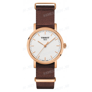 Ремешок для часов Tissot 15/15 мм, коричневый, текстиль, розовая пряжка, EVERYTIME (T109.210)