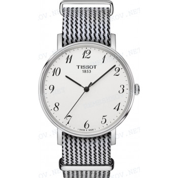 Ремешок для часов Tissot 19/19 мм, белый/черный, текстиль, розовая пряжка, EVERYTIME (T109.410)