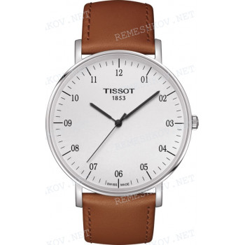 Ремешок для часов Tissot 21/20 мм, коричневый, теленок, стальная пряжка, EVERYTIME (T109.610)