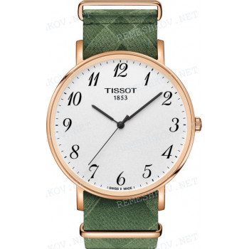 Ремешок для часов Tissot 21/21 мм, зеленый/бежевый узор, текстиль, розовая пряжка, EVERYTIME (T109.610)