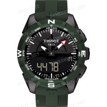 Ремешок для часов Tissot, темно-зеленый, силикон, интегрированный, титановая пряжка, T-TOUCH SOLAR 2 (T110.420)
