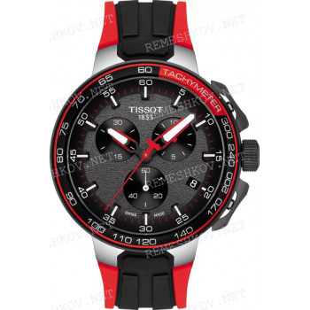 Ремешок для часов Tissot, черный/красный, силикон, интегрированный, черная пряжка, T-RACE (T111.417)