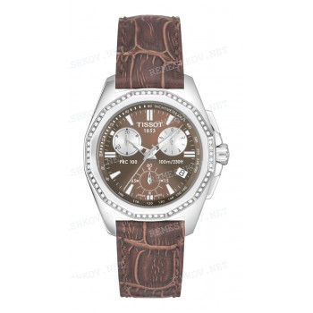 Ремешок для часов Tissot 17/14 мм, коричневый, имитация крокодила, стальная клипса, PRC 100 (T221.416)