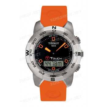 Ремешок для часов Tissot 20/20 мм, оранжевый, резиновый, стальная клипса, T-TOUCH (Z253) (T331.598)