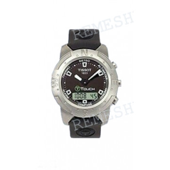 Ремешок для часов Tissot 20/20 мм, черный, резиновый, без замка, T-TOUCH (T337.498, T331.498)