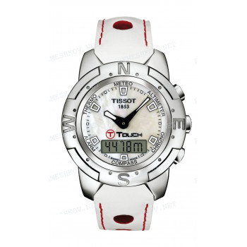 Ремешок для часов Tissot, белый, теленок, интегрированный, красная прострочка, без замка, T-TOUCH (Z352) (T337.648)