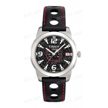 Ремешок для часов Tissot 18/16 мм, черный, теленок, красная прострочка, с отверстиями, стальная пряжка, PR50 NASCAR (T341.721)