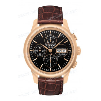 Ремешок для часов Tissot 20/18 мм, коричневый, имитация крокодила, розовая клипса, LE LOCLE (T415.317)