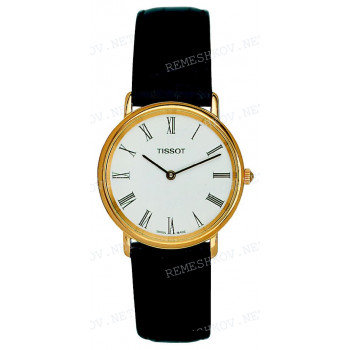 Ремешок для часов Tissot 18/16 мм, черный, имитация крокодила, желтая пряжка, OLD DESIRE (T496.426, T496.422, T496.421, T496.411)