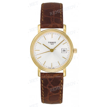 Ремешок для часов Tissot 14/12 мм, коричневый, имитация крокодила, желтая пряжка, OLD DESIRE, NEW DESIRE (T525.111)