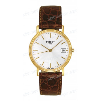 Ремешок для часов Tissot 18/16 мм, коричневый, имитация крокодила, желтая пряжка, OLD DESIRE (T525.411)