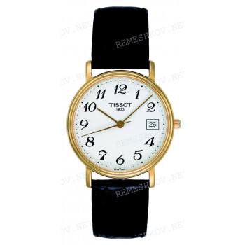 Ремешок для часов Tissot 18/16 мм, черный, имитация крокодила, желтая пряжка, OLD DESIRE (T525.421)