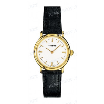 Ремешок для часов Tissot 12/10 мм, черный, имитация крокодила, желтая пряжка, STYLIST BB (T576.121)