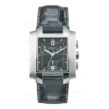 Ремешок для часов Tissot 23/18 мм, черный, имитация крокодила, с вырезом, стальная клипса, TXL-TXS (T601.527)